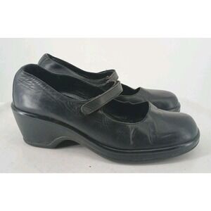 Dansko Womens Black Leather Mary Janes Wedge Shoes Size 11.5 US / 42 EU.  C124